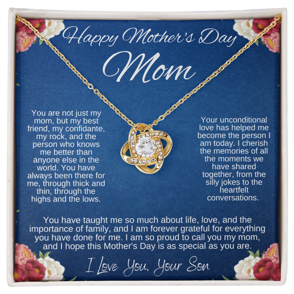 Mother's Day Necklace - Love Knot Necklace - Mother And Son Happy