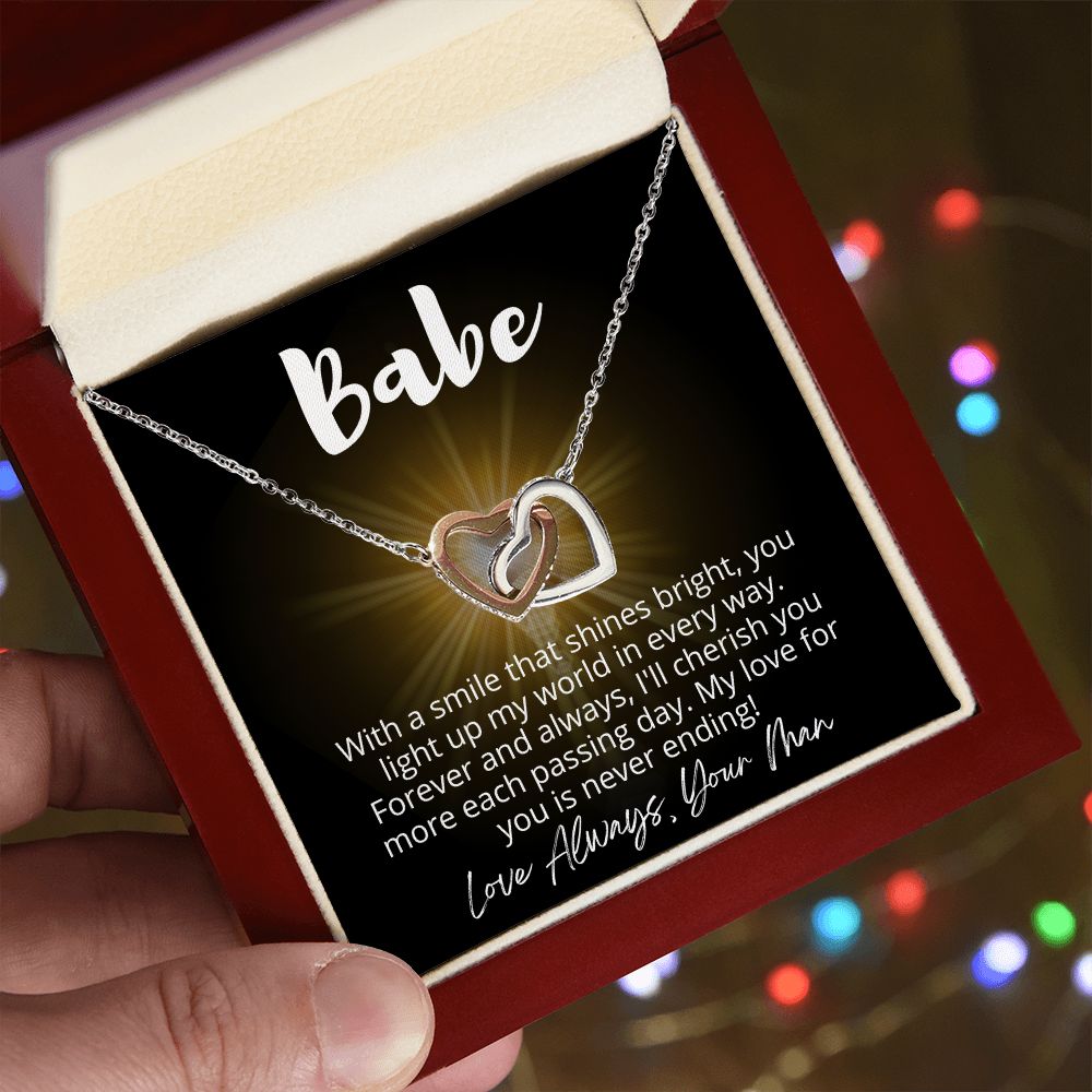 Babe ~ Love Your Man ~  Interlocking Hearts Necklace